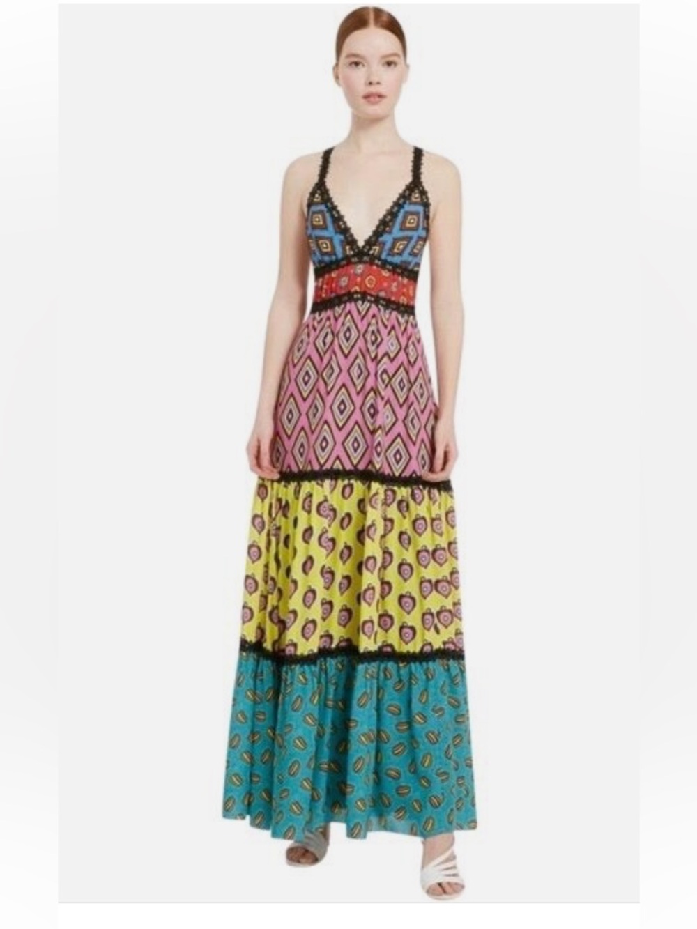 Alice + Olivia X Carla Kranendonk Karolina Paneled Maxi Dress Size 8 - Picture 2 of 12